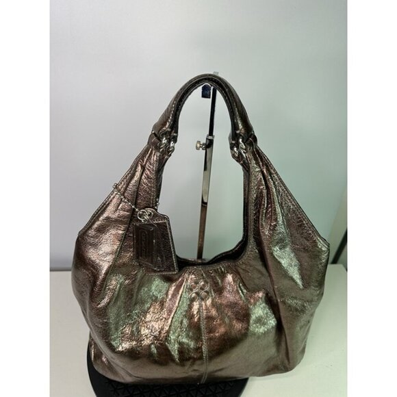 Coach Metallic Rose Gun Metal Julia Leather Hobo 14968 - Picture 3 of 12